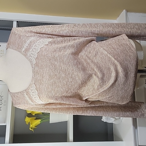 Beige Xhilaration Long Sleeve Top Lace Detail - Picture 7 of 7